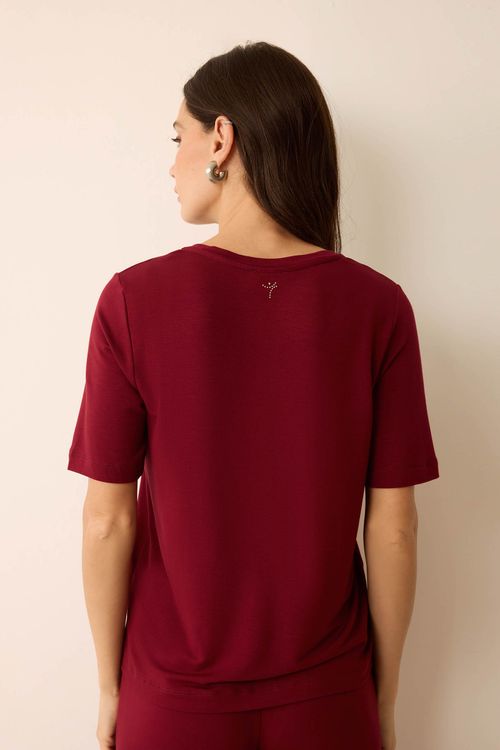 Blusa Decote V Bordô Bambu