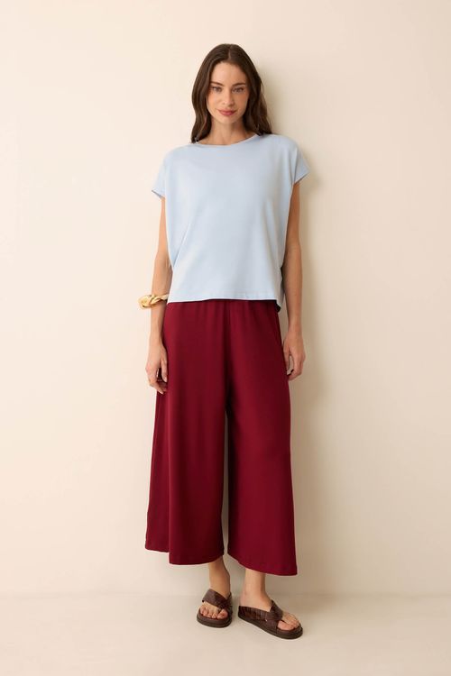 Calça Pantacourt Bordô Bambu