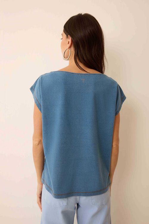Blusa Jeans Índigo Algodão Kaya