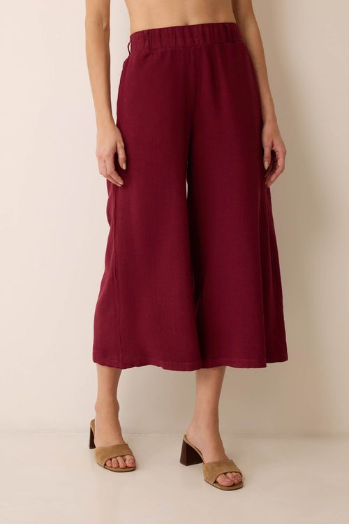Calça Pantacourt Dye Bordô Linho Clarice
