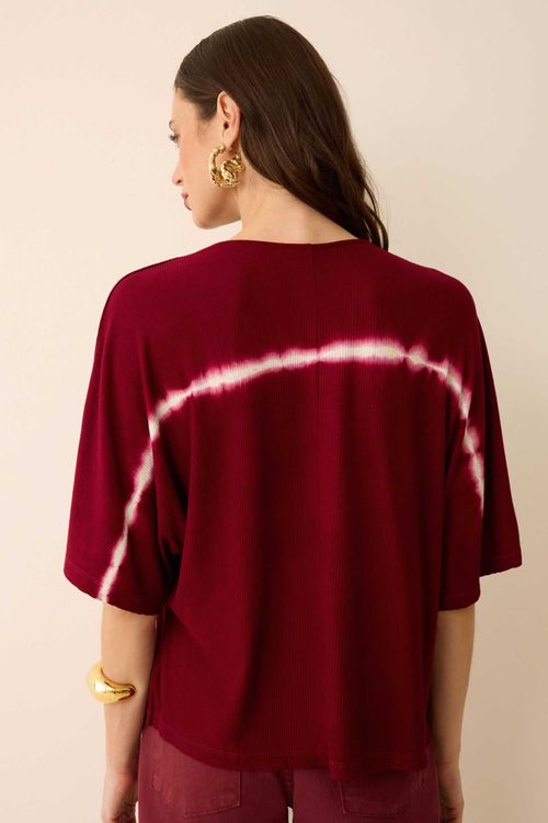 Blusa Decote V Tie Dye Bordô Gia