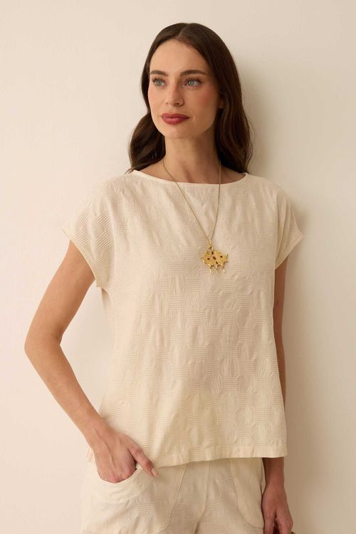 Blusa Off White Algodão Graça