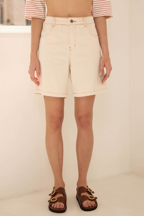 Short Jeans Off White Algodão Anelis